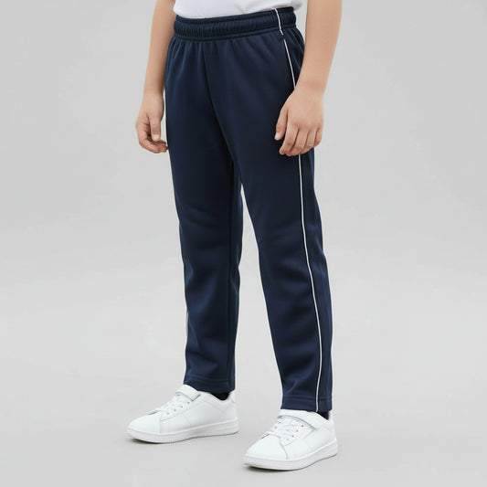 Striped Navy Cotton Wide Leg Sweat Pants (Model 2)