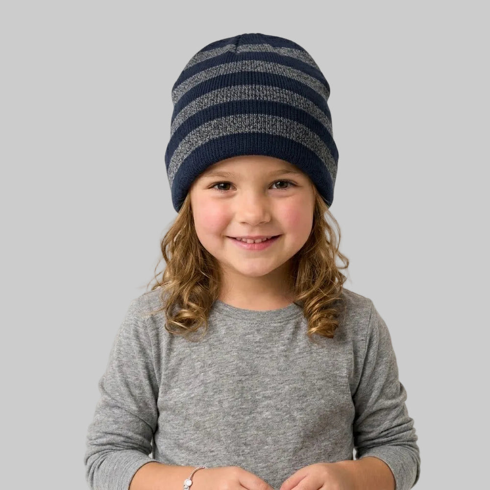Striped Navy/Grey Fleece Ice Cap (Model 02)