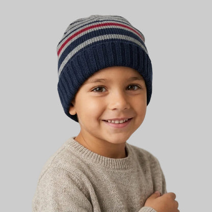 Striped Navy/Grey Wool Ice Cap (Model 02)