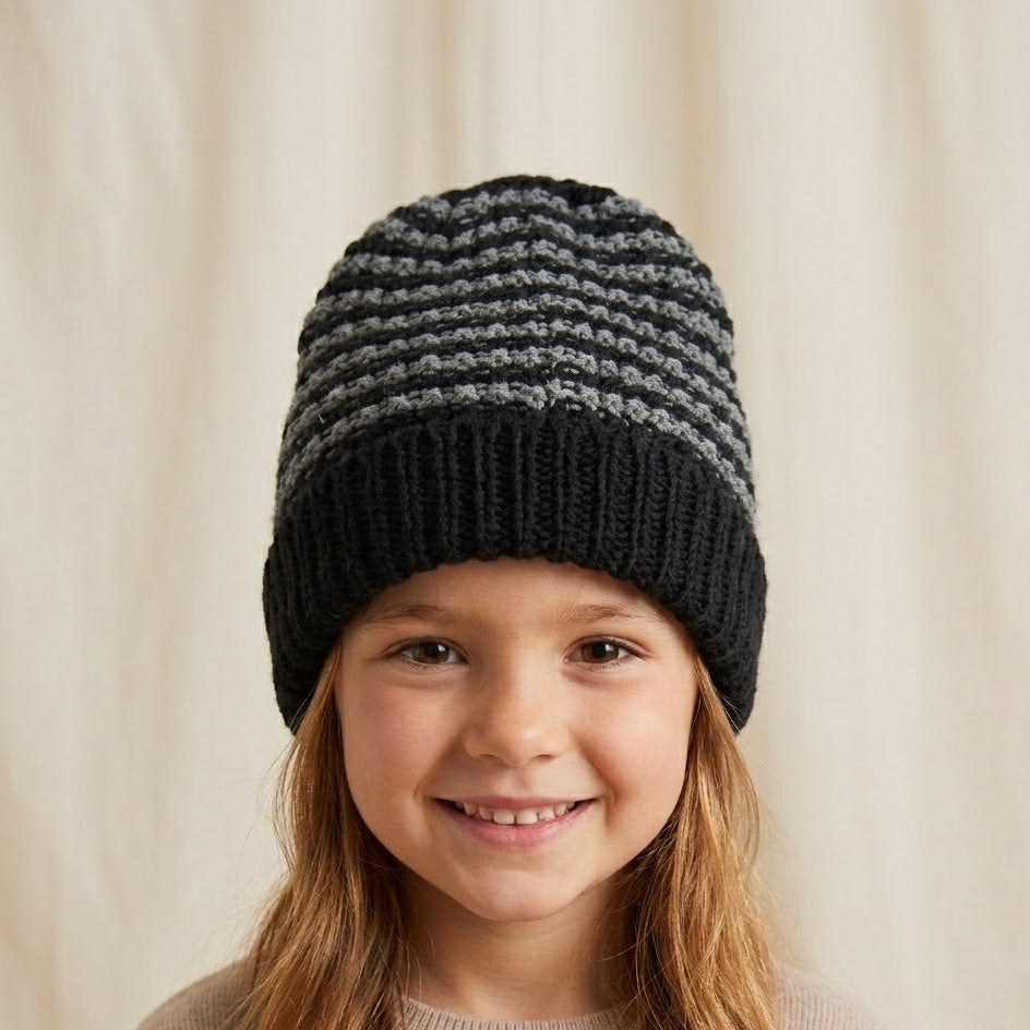 Striped Navy/Grey Wool Ice Cap