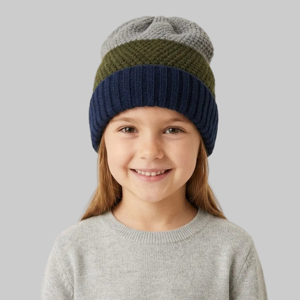 Striped Olive Green Wool Ice Cap