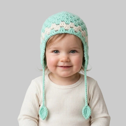 Striped Turquoise Wool Ice Cap