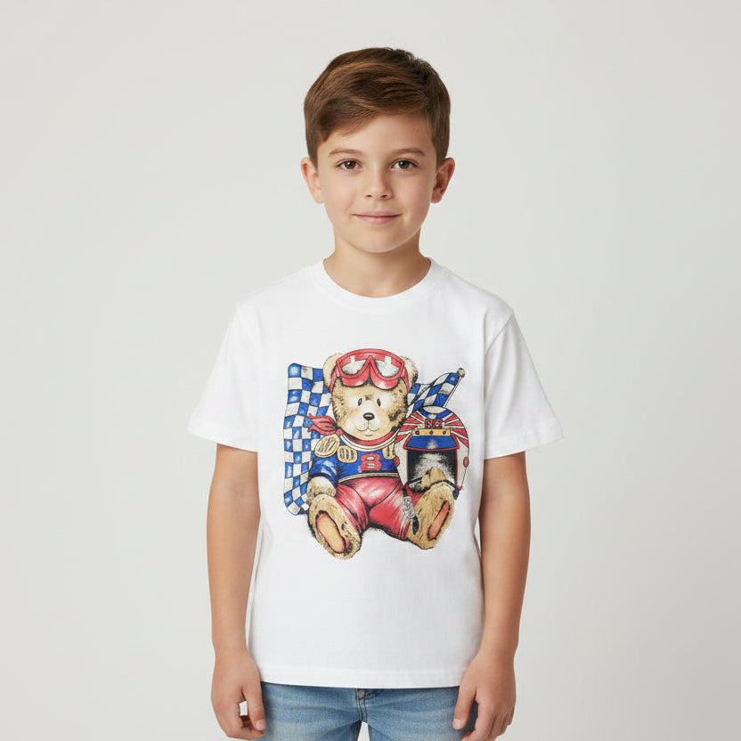 Teddy Bear White Cotton T-Shirt