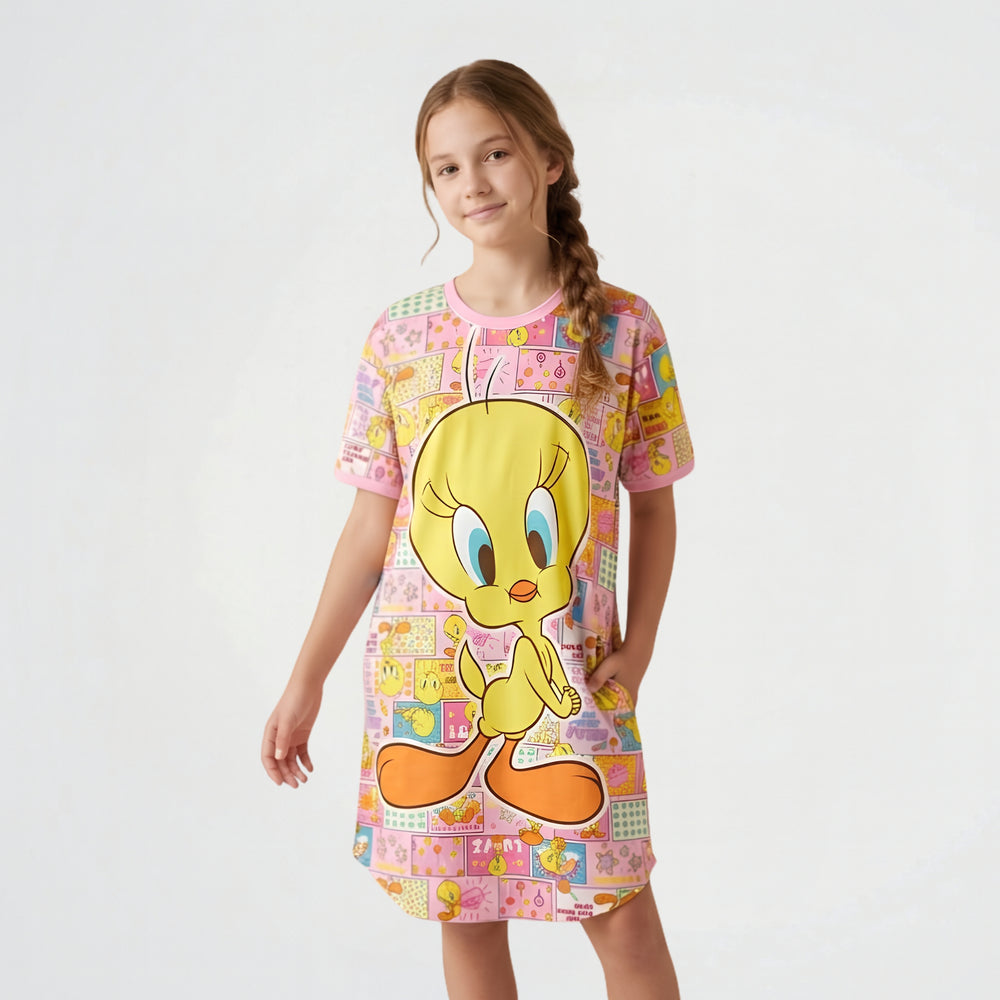 Tweety Pink Cotton Sleeping Dress