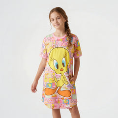 Tweety Pink Cotton Sleeping Dress