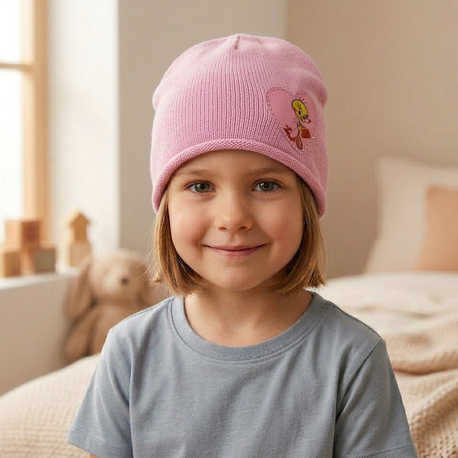 Tweety Pink Fleece Ice Cap