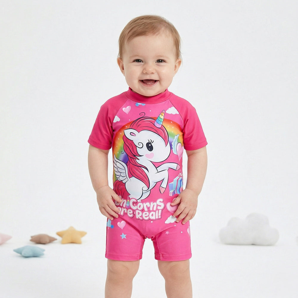 Unicorn Are Real Fuchsia Rash Guard Swimsuit