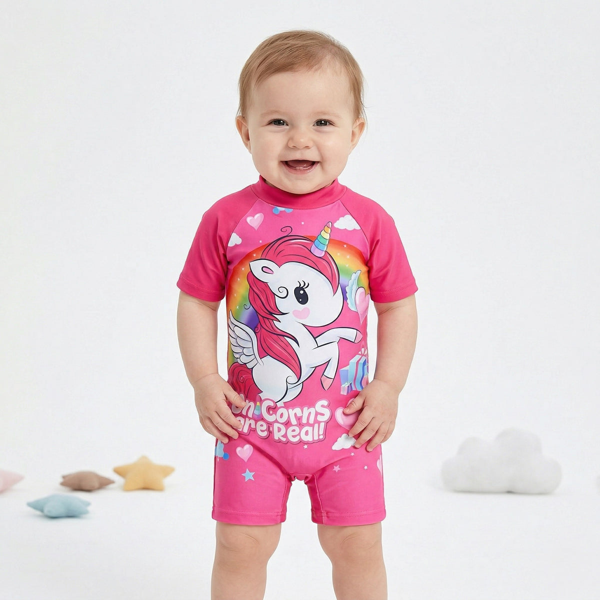 Unicorn Are Real Fuchsia Rash Guard Swimsuit
