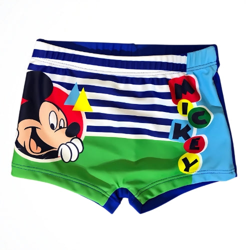 Mickey Mouse Green Striped Lycra Swimshort