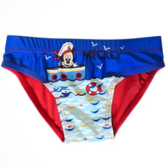 Mickey Mouse And The Boat Blue/Red Lycra Swim Brief