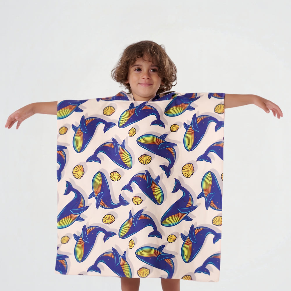 Whales Microfiber Beach Poncho