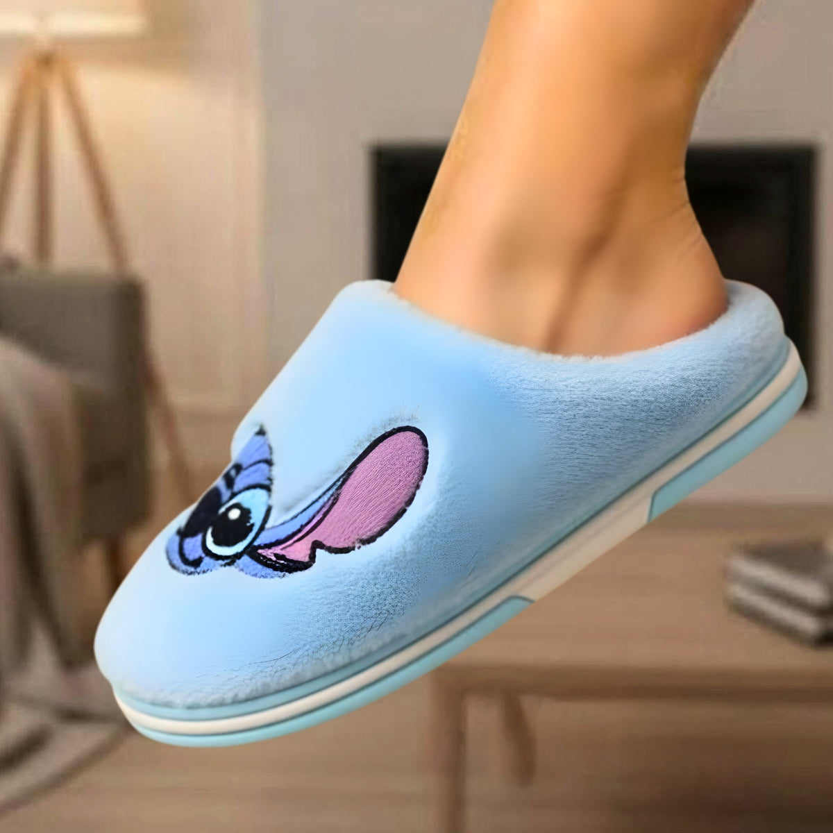 Stitch Light Blue Fur Slider
