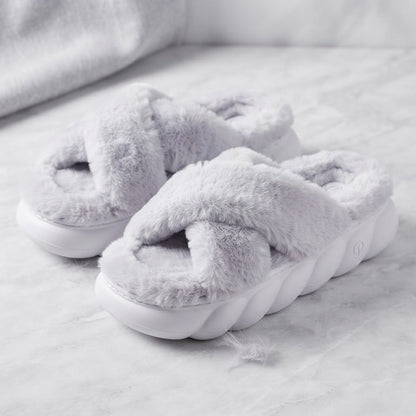 Cross Band Plush Slippers