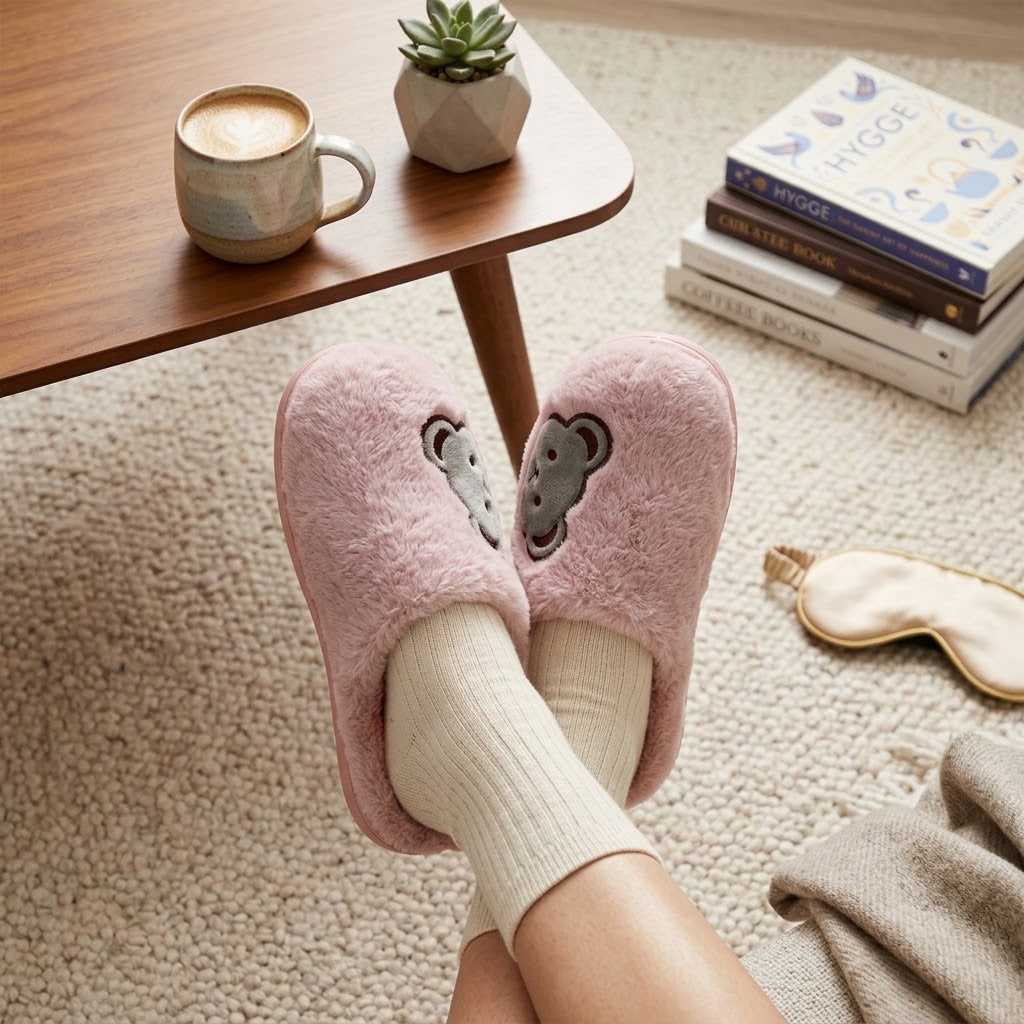 Teddy Bear Plush Slippers