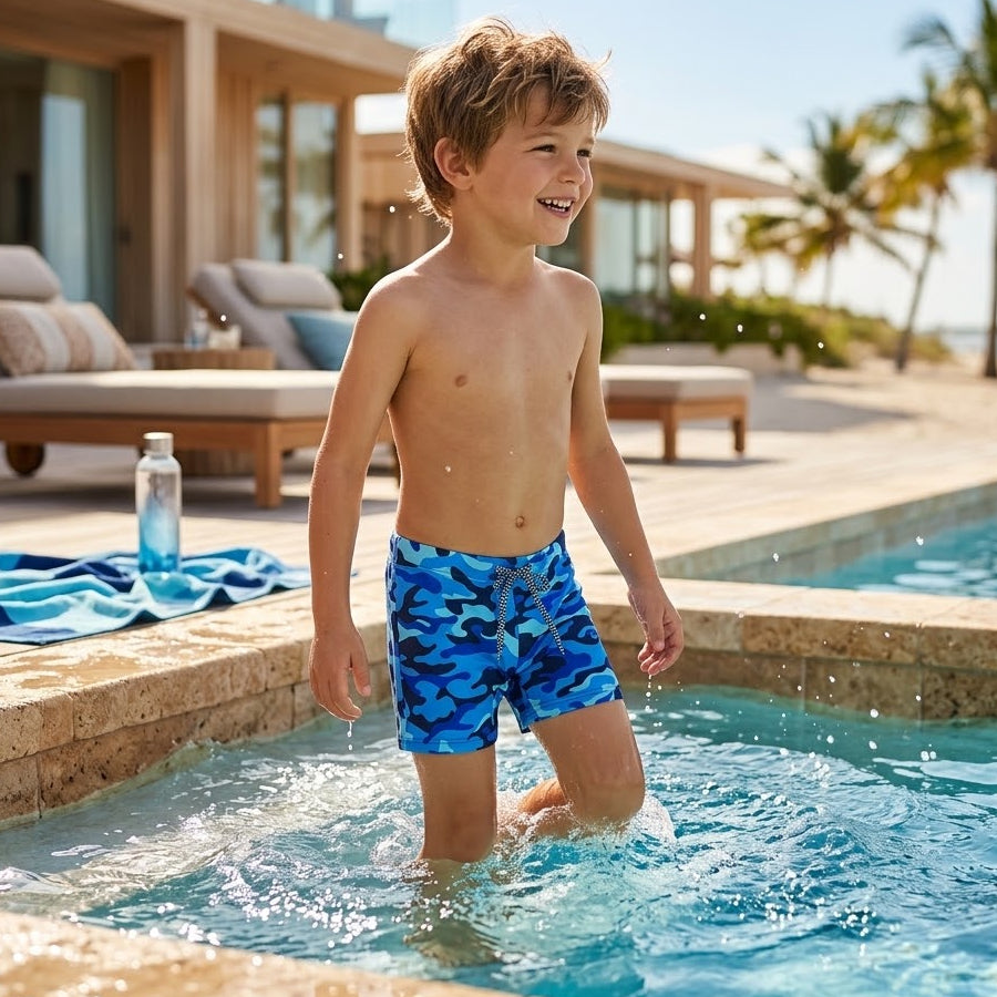 Camo Blue Lycra Swimshort