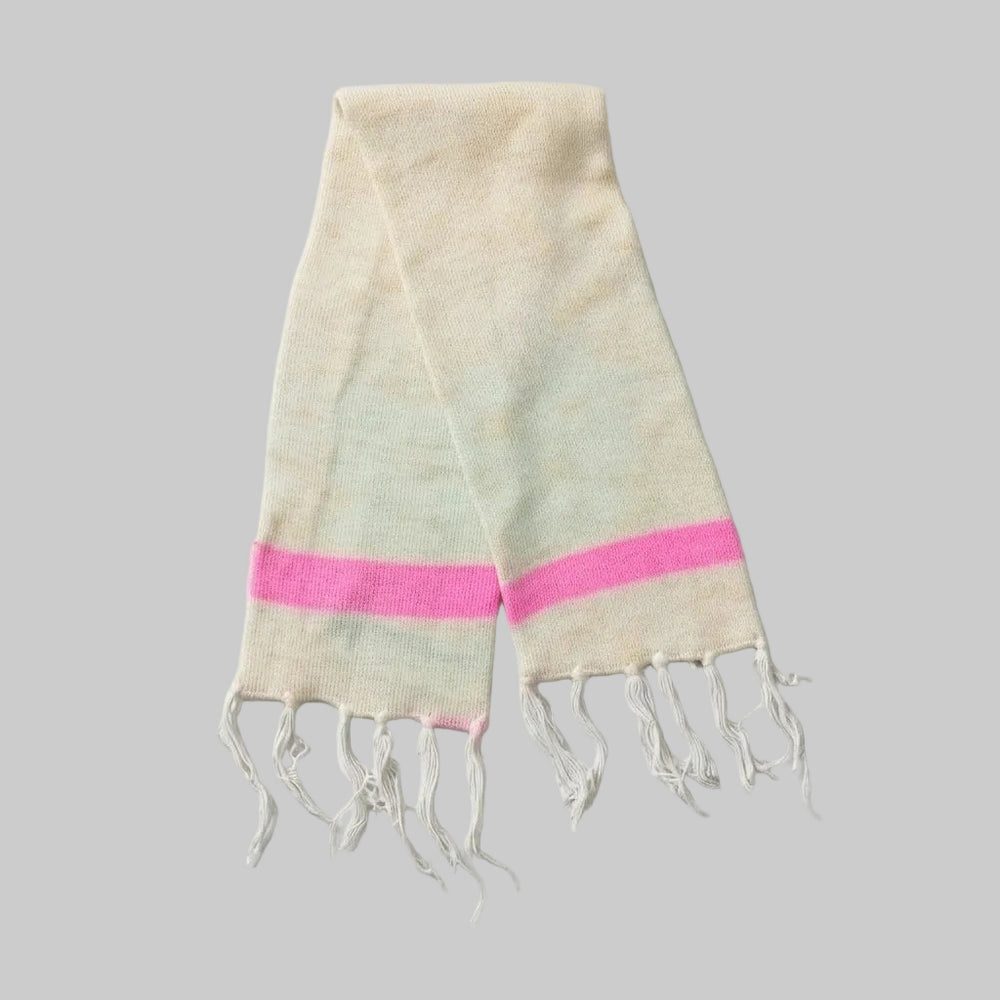 Striped White knitwear Scarf (Model 2)