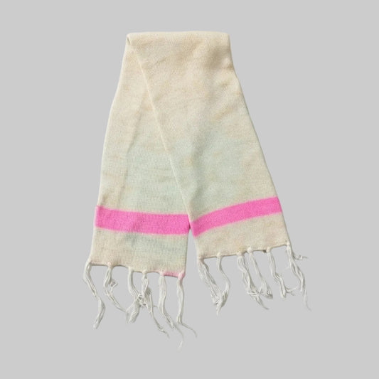 Striped White knitwear Scarf (Model 2)