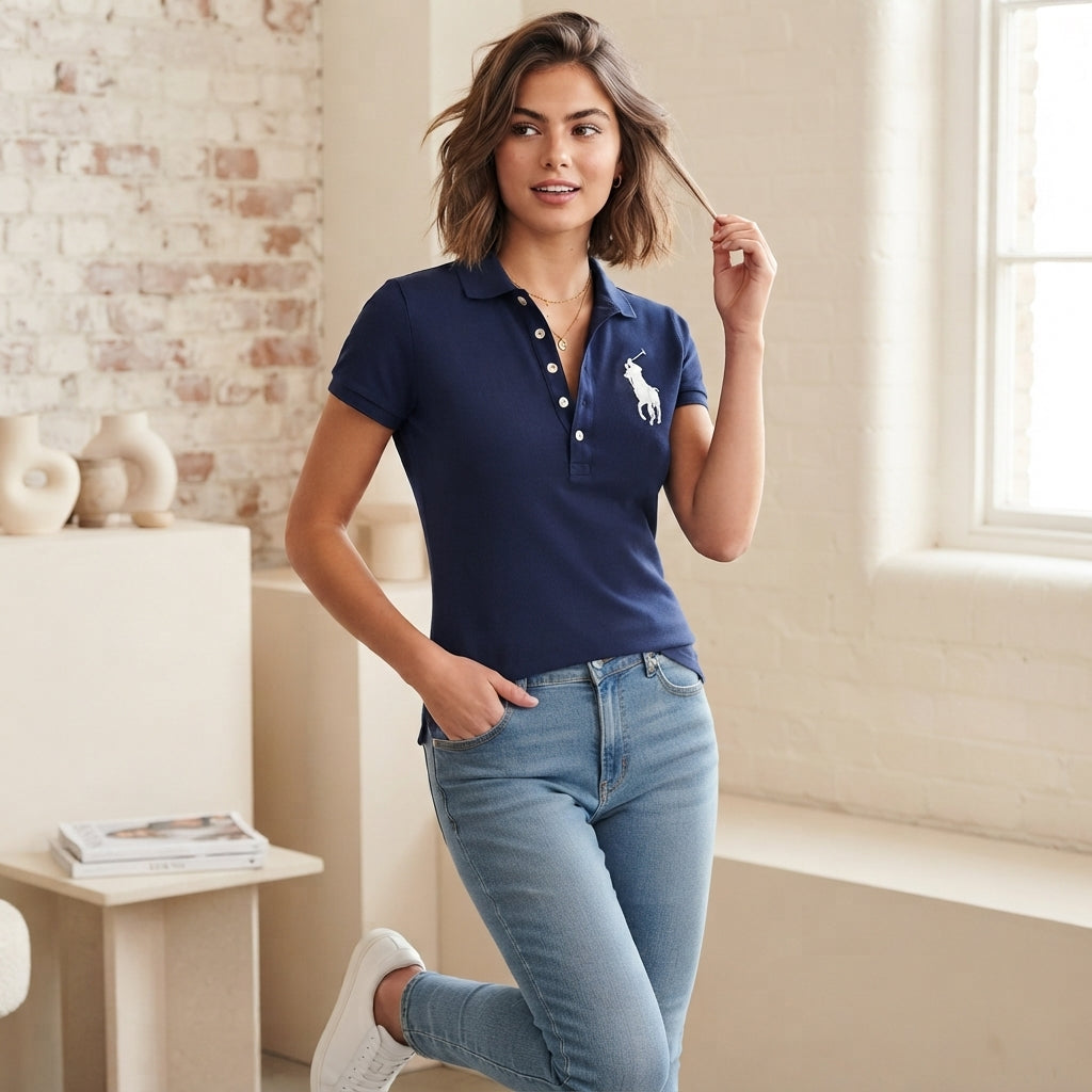 Basic Cotton Short-Sleeved Polo Shirt