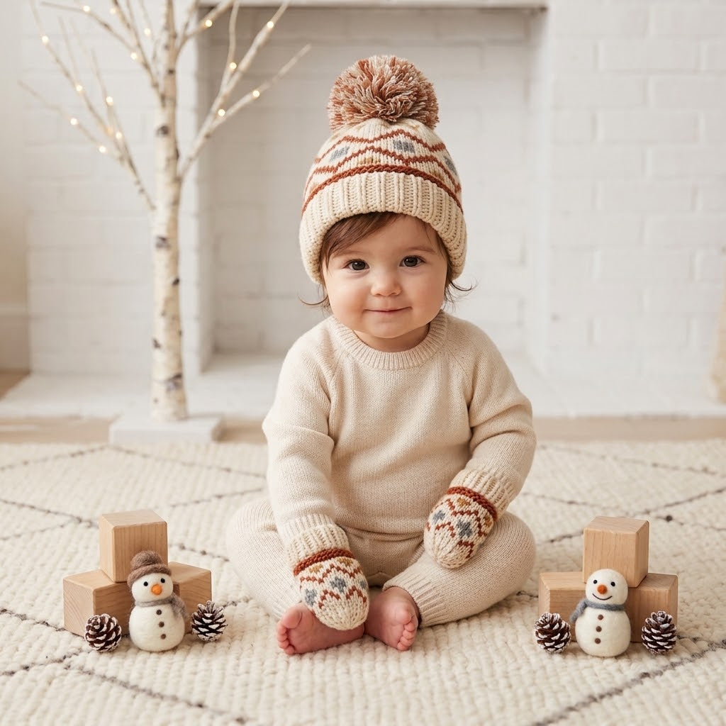 Fair Isle knit patterns Wool Ice Cap Set