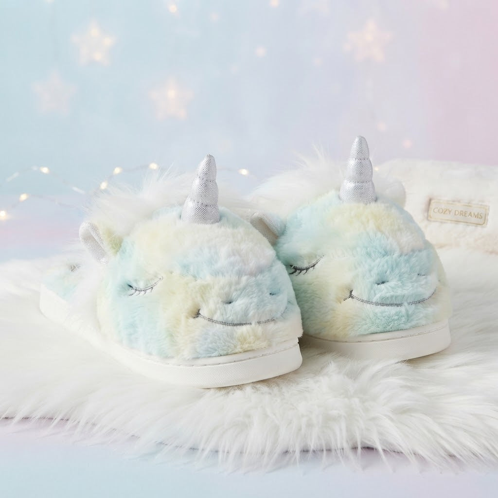 Unicorn Plush Slippers (Model 2)