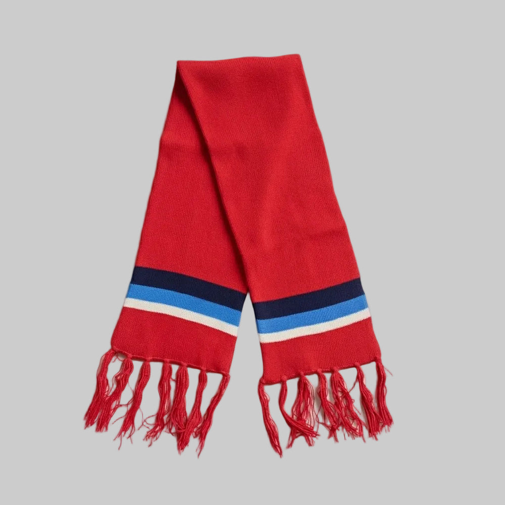 Striped Red knitwear Scarf (Model 3)