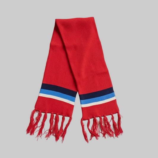 Striped Red knitwear Scarf (Model 3)