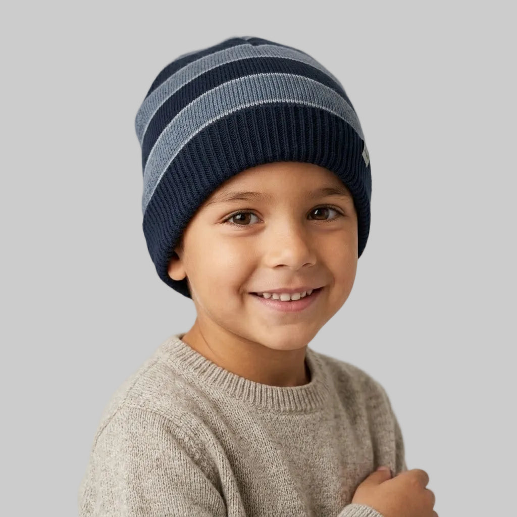 Striped Light Blue/Navy Fleece Ice Cap