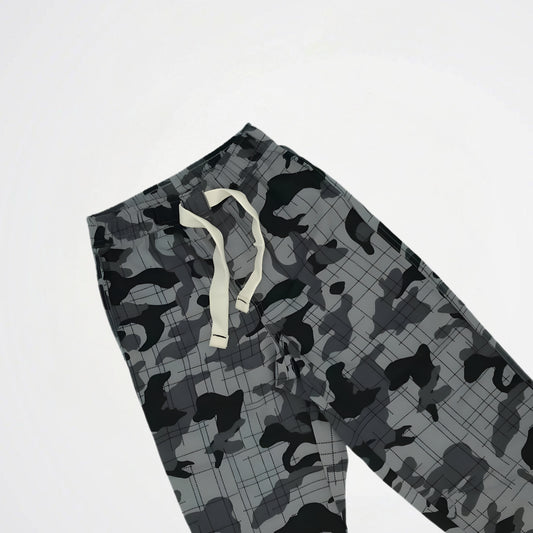 Camo Pattern Black Cotton Pyjama Pants