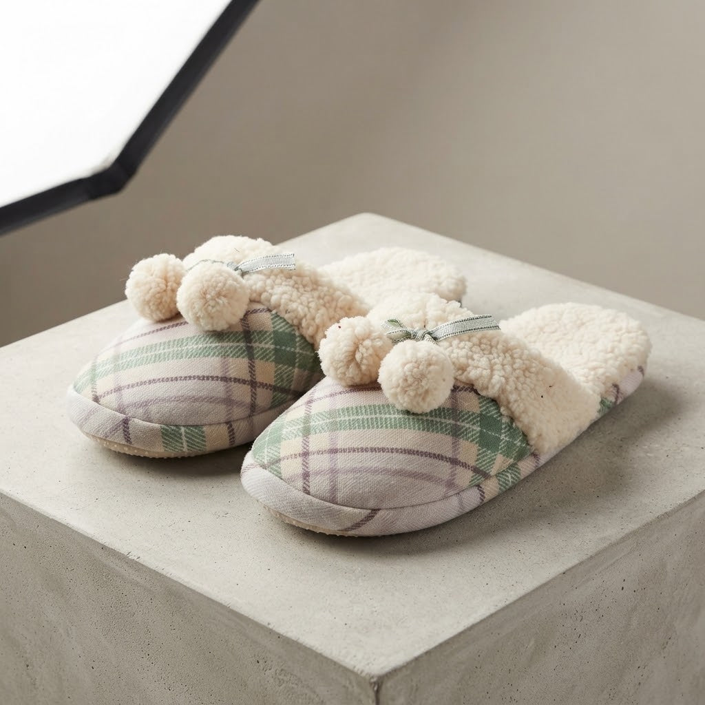 Striped Pattern Plush Slippers