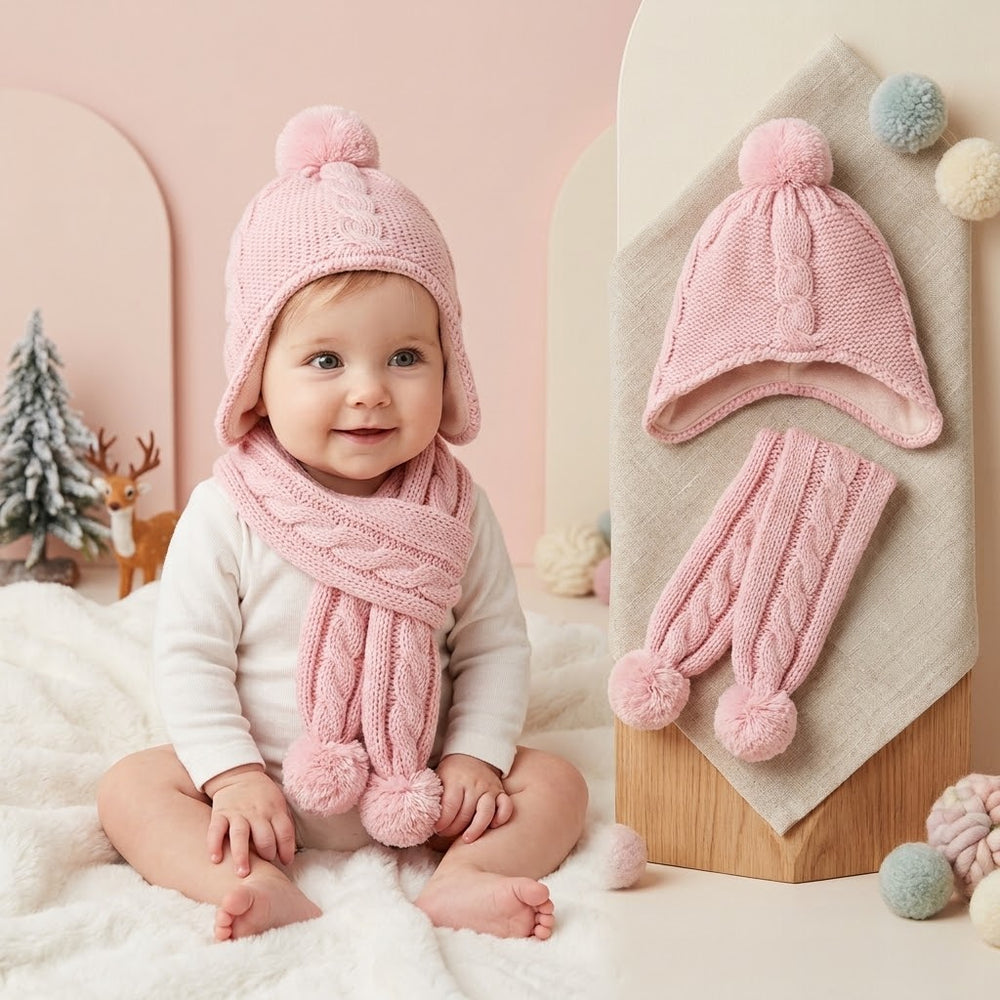 Basic Pink Wool Ice Cap Set