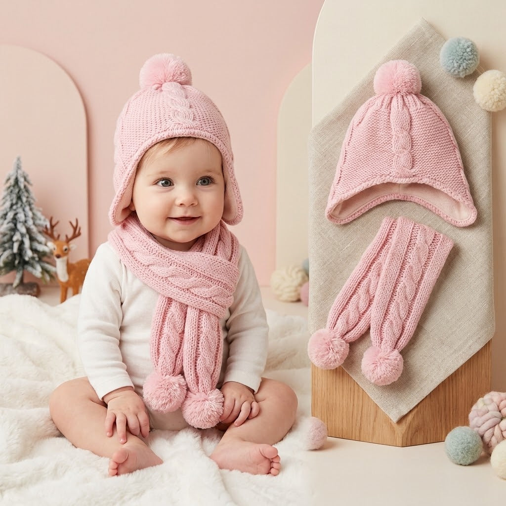Basic Pink Wool Ice Cap Set