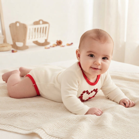 Heart White Cotton Bodysuit