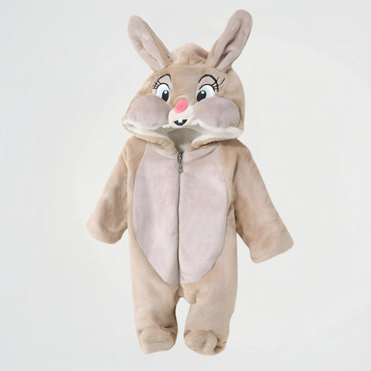 Rabbit Beige Fleece Hooded Onesies