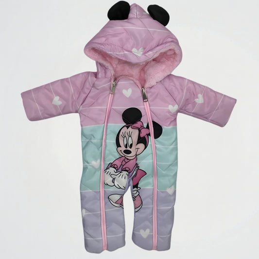 Minnie Mouse Pink Double Faced Puffer Hooded Rainsuit
