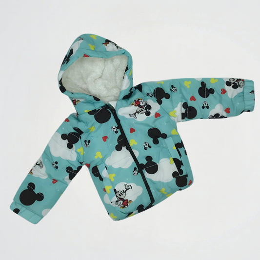Mickey Mouse Light Blue Lined Puffer Jacket