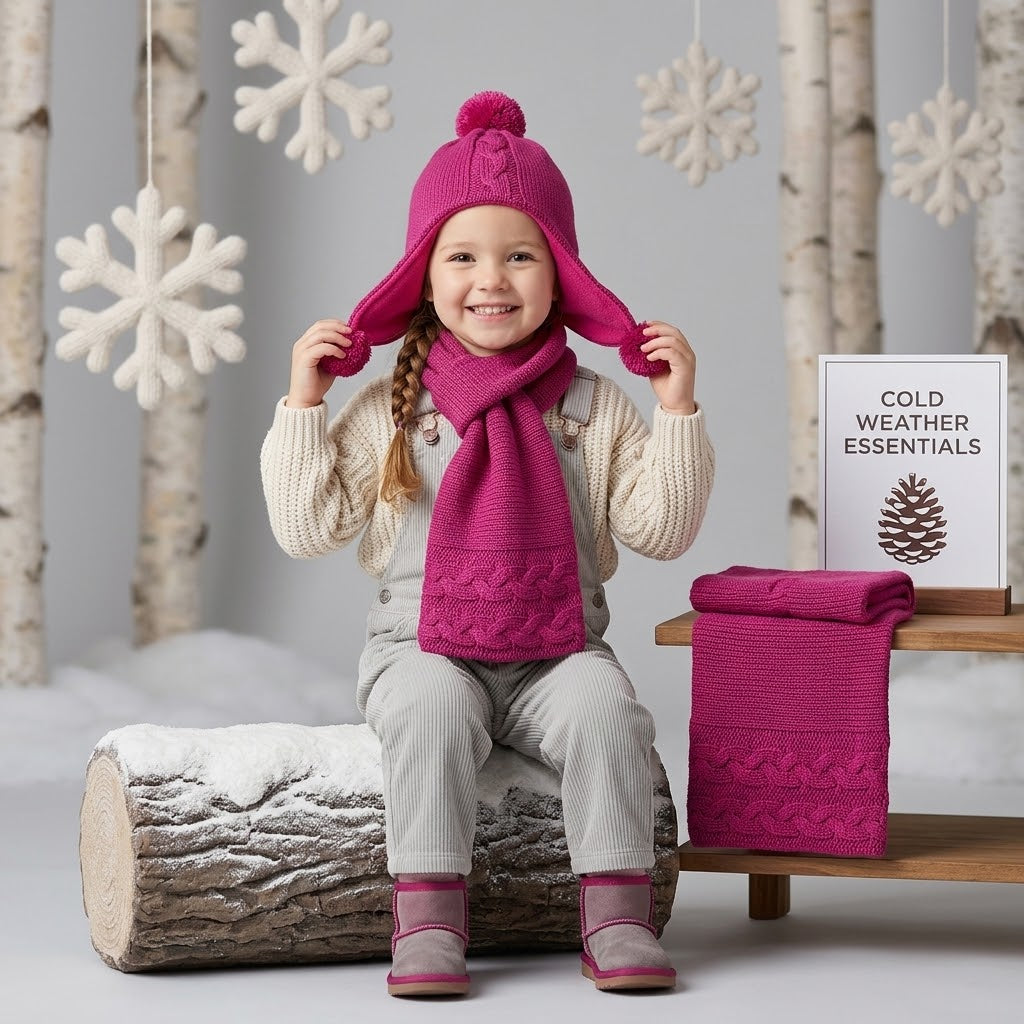 Basic Fuchsia Wool Ice Cap Set