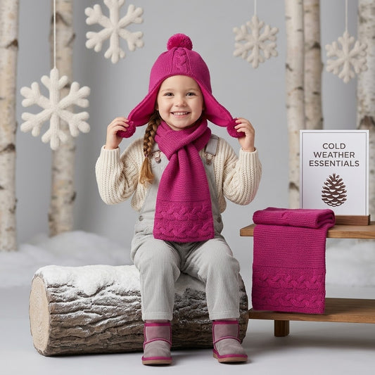Basic Fuchsia Wool Ice Cap Set