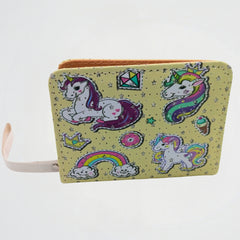 Unicorn Pattern Yellow Short Zipper Wallet