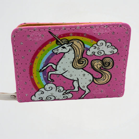 Unicorn Rainbow Fuchsia Short Zipper Wallet