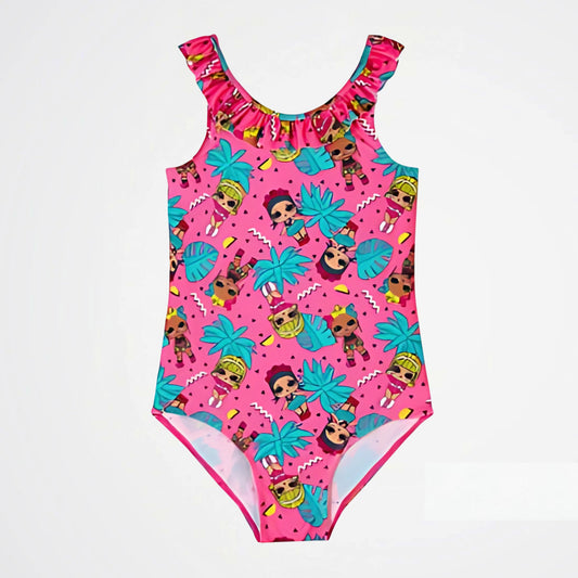 LOL Surprise Pattern Fuchsia Swimsuit
