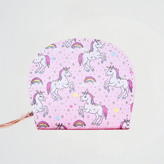 Unicorn Pattern Pink Oval Zipper Wallet
