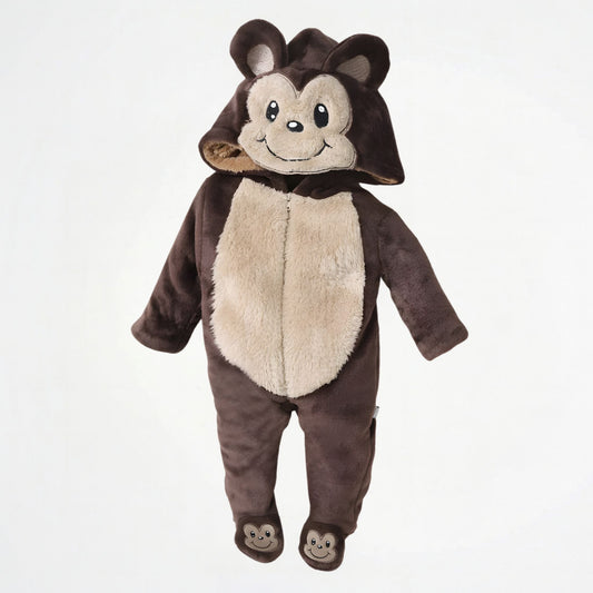 Monkey Brown Fleece Hooded Onesies