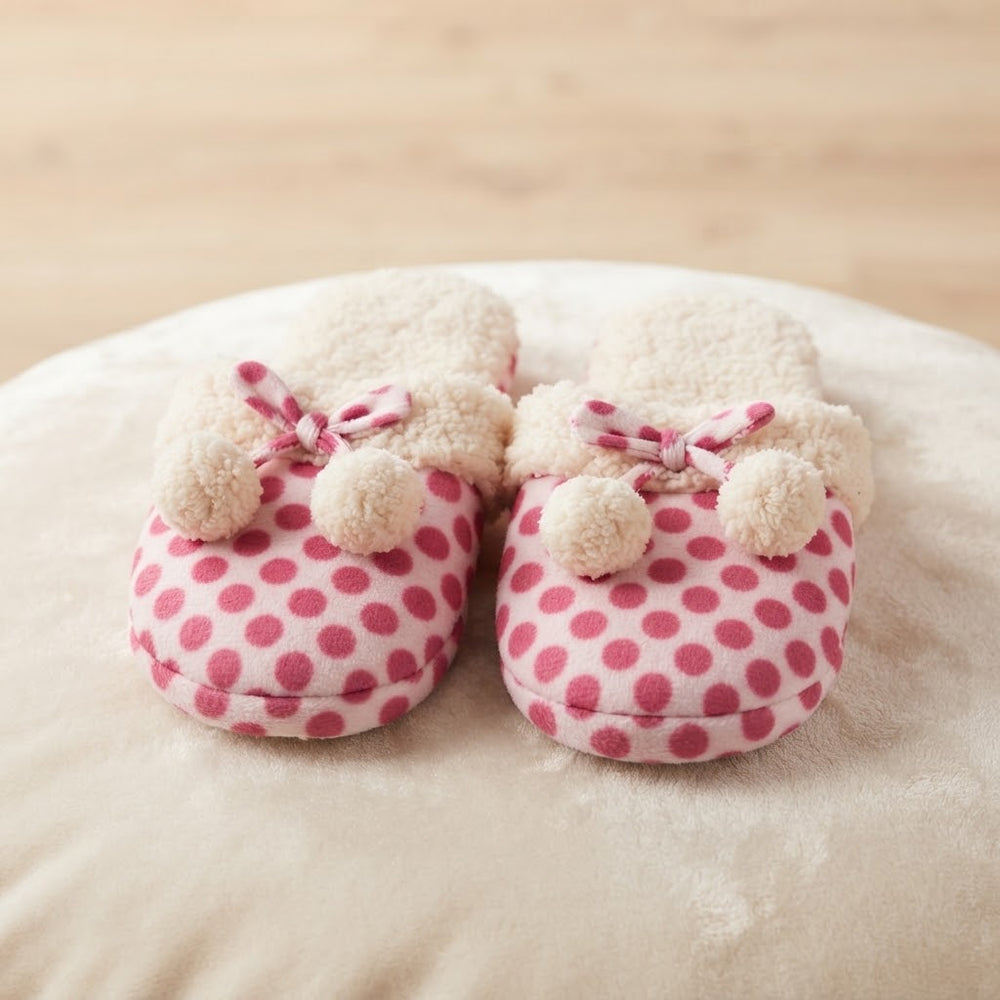 Polka Dots Plush Slippers