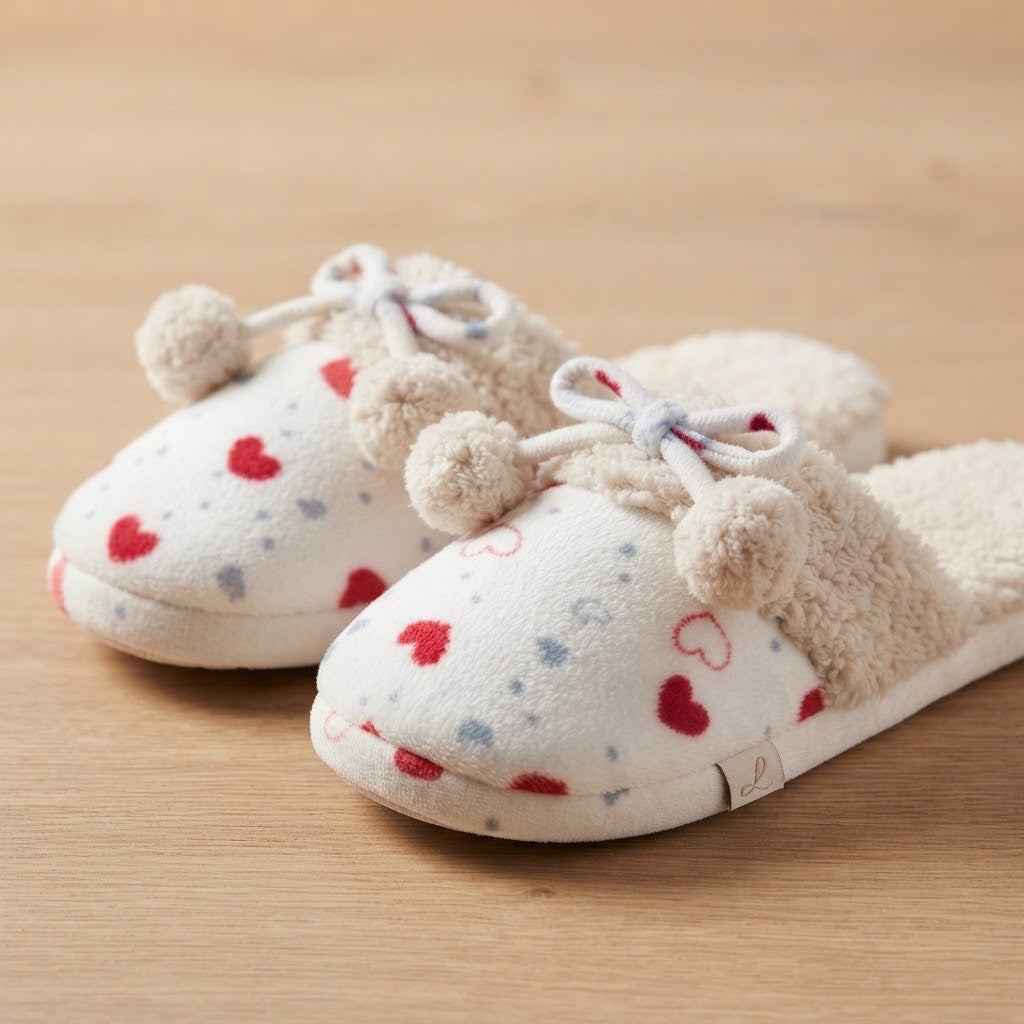 Hearts Plush Slippers