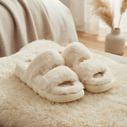 Double Band Plush Slippers