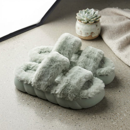 Double Band Plush Slippers