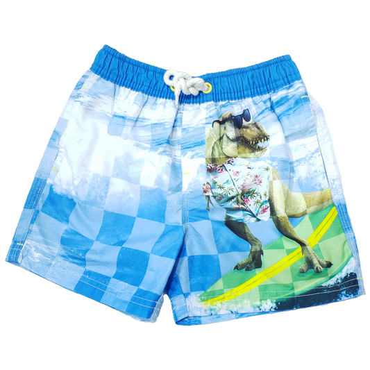 Surf Life Microfiber Swimshort (Dinosaur Surfing - Light Blue)