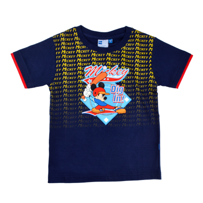 Mickey Mouse Cotton T-Shirt (Model 0138 - Navy)